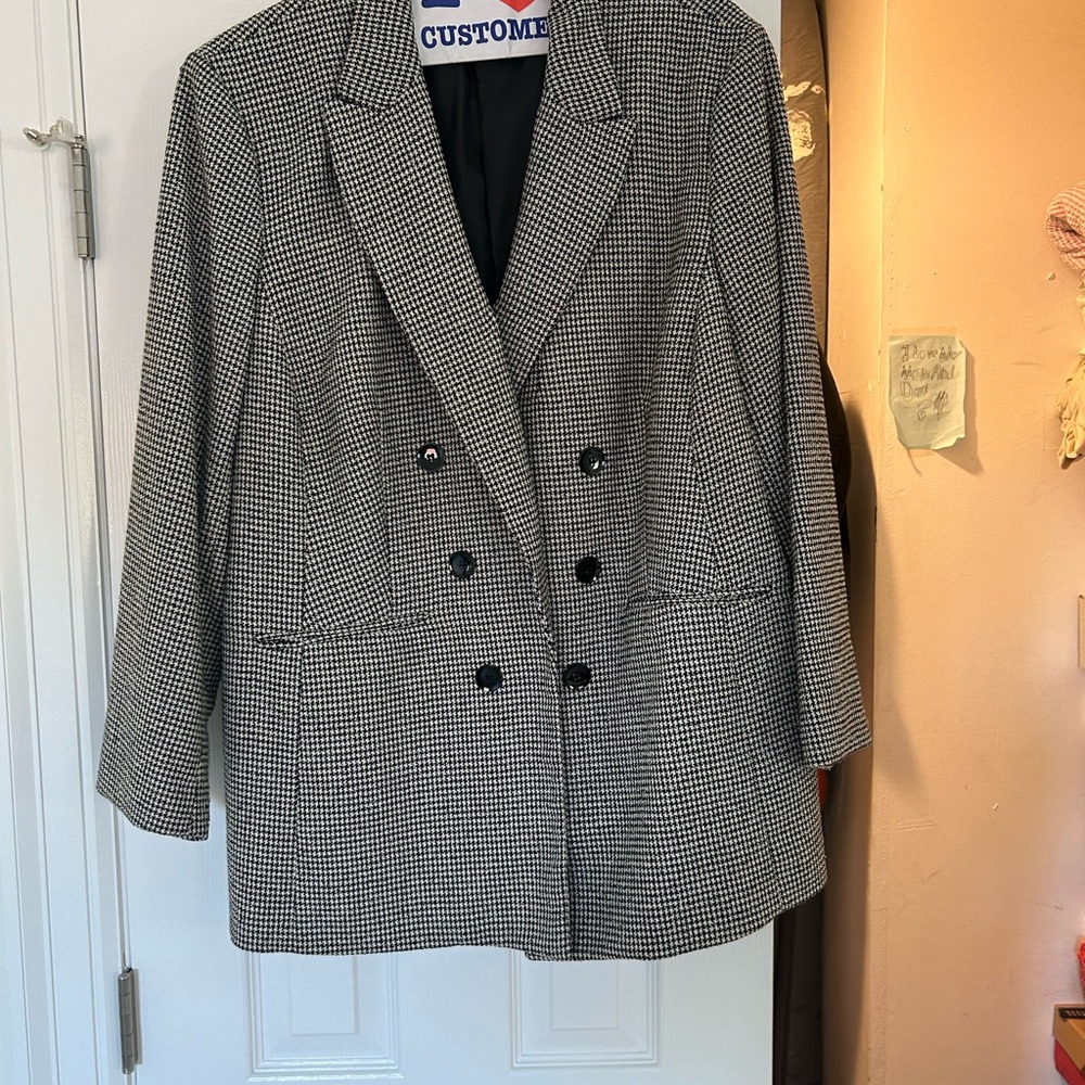 Bar III Black and White Checkered Blazer
